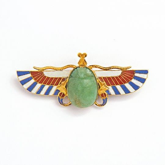 Art Deco Jade, Enamel and Inlay Scarab Beetle Brooch