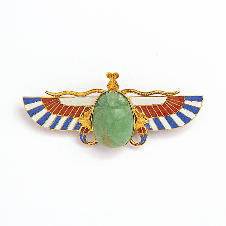 Art Deco Jade, Enamel and Inlay Scarab Beetle Brooch