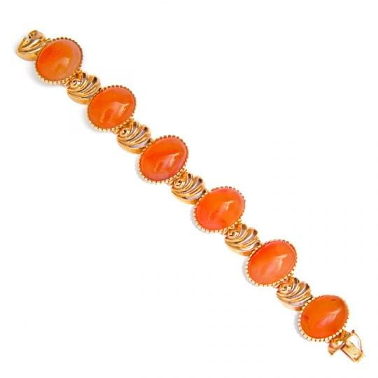 18ct yellow gold carnelian bracelet