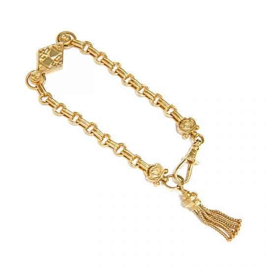 9ct yellow gold tassel drop bracelet