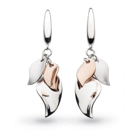 Kit Heath Enchanted Cluster Leaf Rose Gold Drop Earrings