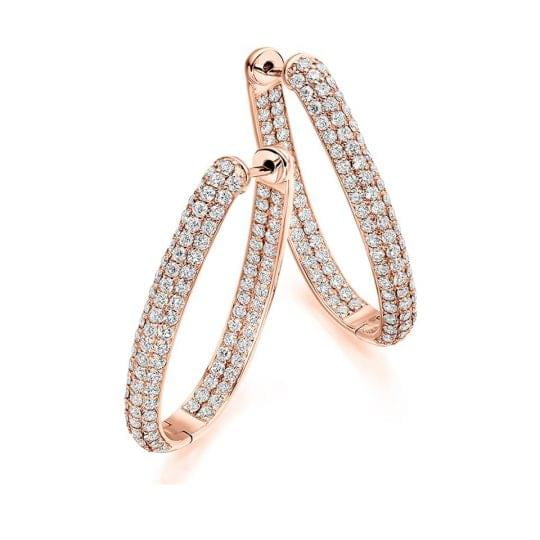 Round Brilliant Cut Diamond Pavé Set Hoop Earrings