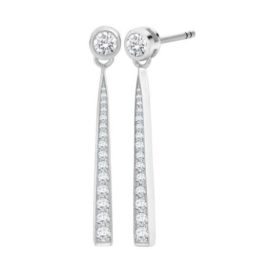 Round Brilliant Cut Diamond Long Drop Earrings