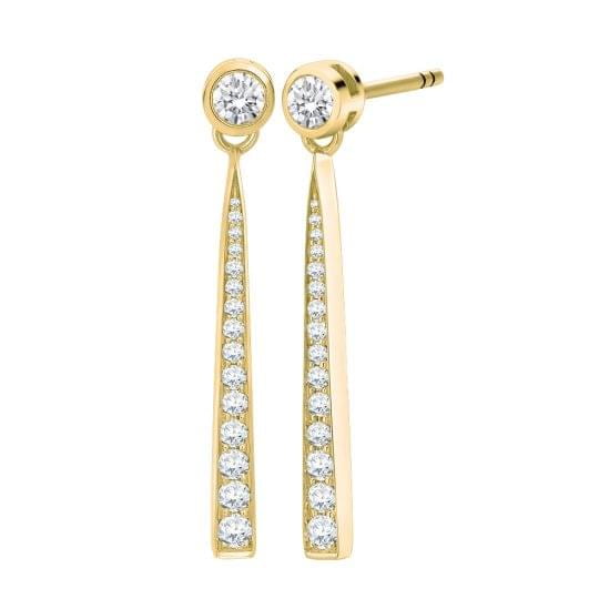 Round Brilliant Cut Diamond Long Drop Earrings