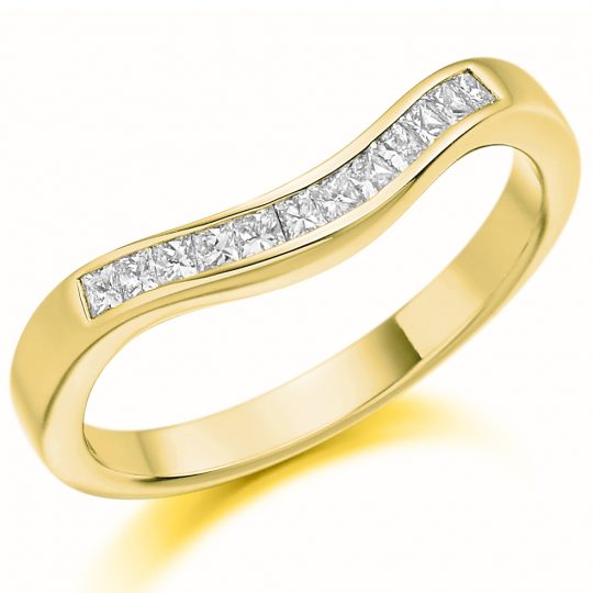 Princess Cut Diamond Channel Set Curved Half Eternity Ring