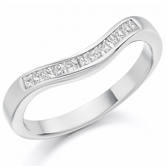 Princess Cut Diamond Channel Set Curved Half Eternity Ring