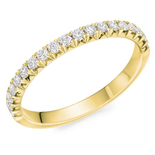 Round Brilliant Cut Diamond French Cut Set Half Eternity Ring