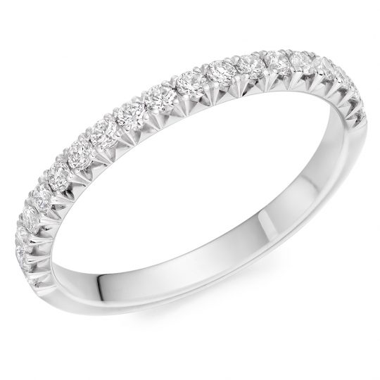 Round Brilliant Cut Diamond French Cut Set Half Eternity Ring