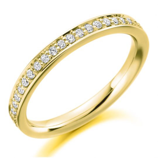 Round Brilliant Cut Diamond Grain Set Half Eternity Ring