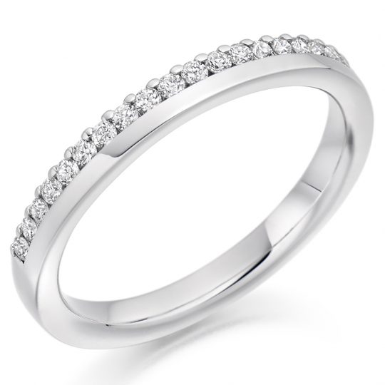 Round Brilliant Cut Diamond Offset Micro-Claw Set Half Eternity Ring