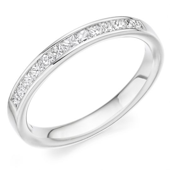 Princess Cut Diamond Channel Set Half Eternity Ring