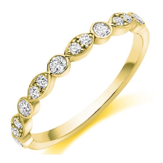 Round Brilliant Cut Diamond Vintage Inspired Half Eternity Ring