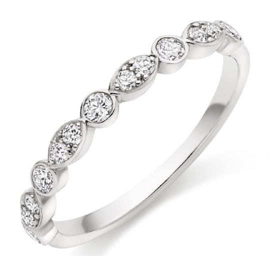 Round Brilliant Cut Diamond Vintage Inspired Half Eternity Ring