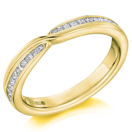 Princess Cut Diamond Channel Set Cross Over Half Eternity Ring