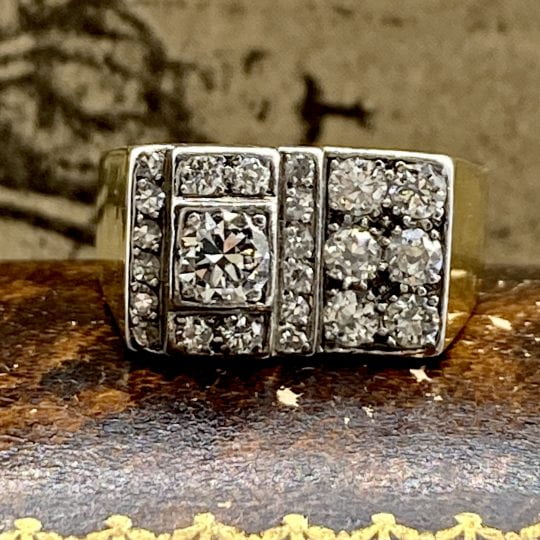 1930's Asymmetrical Cocktail Diamond Ring