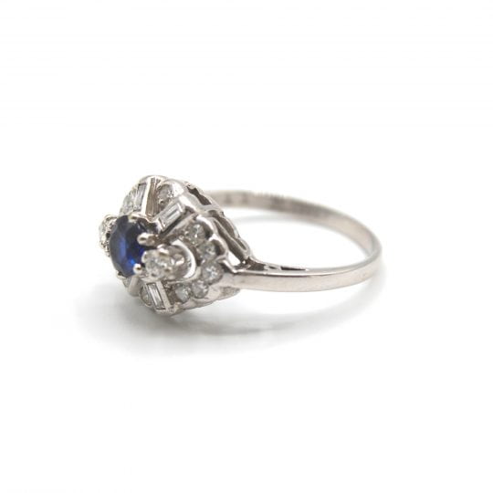 Art Deco 1930's Platinum Diamond & Sapphire Ring