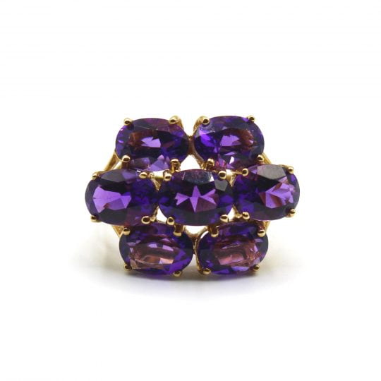 Oval Cut Amethyst Cluster Ring