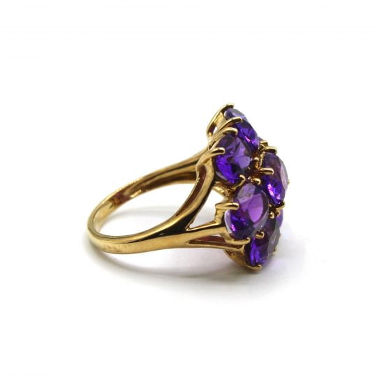 Oval Cut Amethyst Cluster Ring