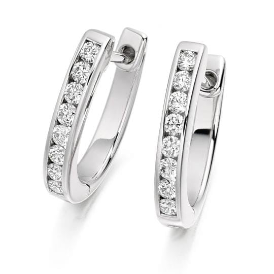 Round Brilliant Cut Diamond Small Hoop Earrings