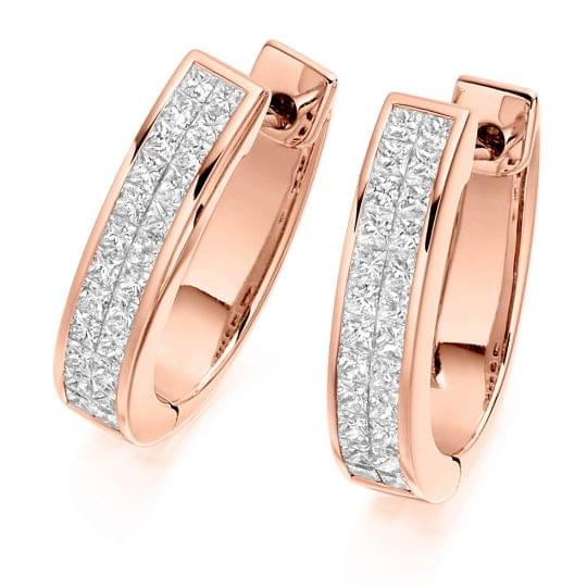 Princess Cut Diamond Small Hoop Earrings