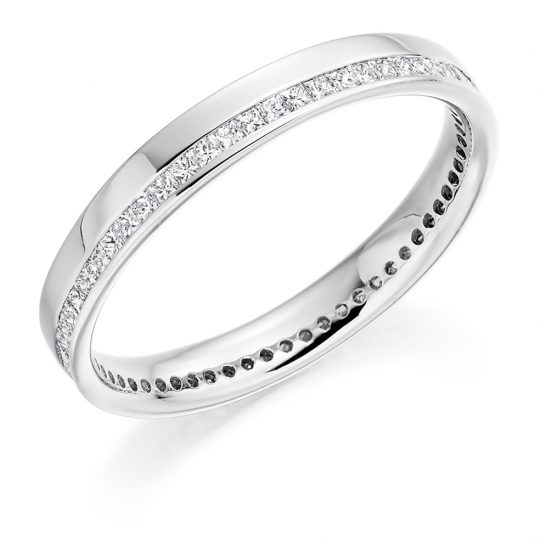 Princess Cut Diamond Offset Channel Set Full Eternity Ring