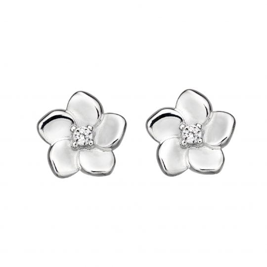 Gecko Elements Silver Cherry Blossom Stud Earrings