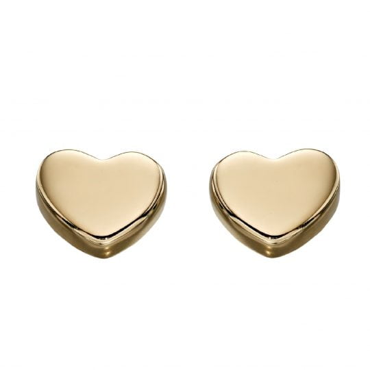 Gecko Elements Gold 9ct Heart Stud Earrings