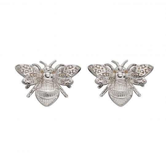 Gecko Elements Gold 9ct White Bee Stud Earrings