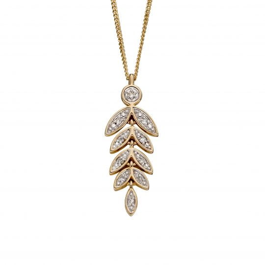 Gecko Elements Gold 9ct Graduating Leaf Pendant