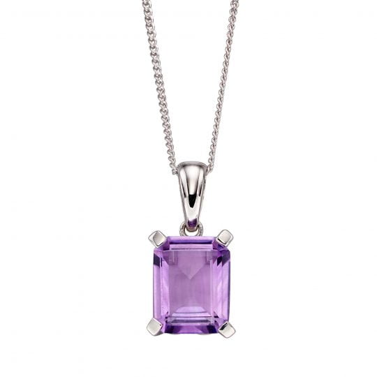 Gecko Elements Gold 9ct White Gold & Amethyst Pendant
