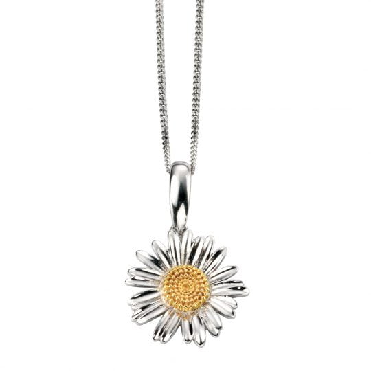Gecko Elements Silver Rhodium & Gold Plated Daisy Pendant