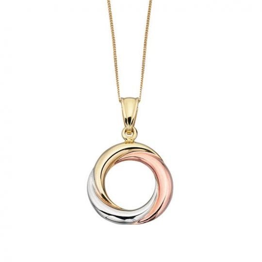 Gecko Elements Gold 9ct Mixed Metal Circle Pendant