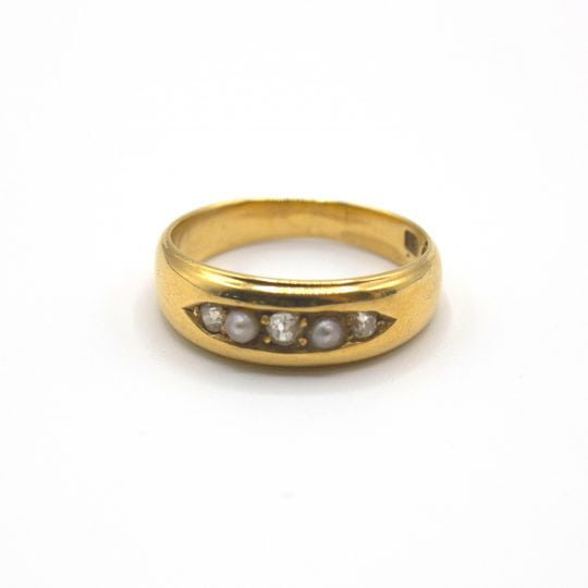 1900's Victorian Pearl & Diamond Gypsy Ring