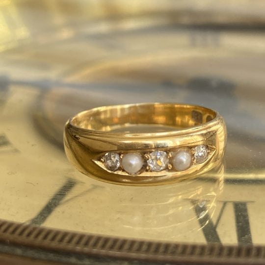 1900's Victorian Pearl & Diamond Gypsy Ring