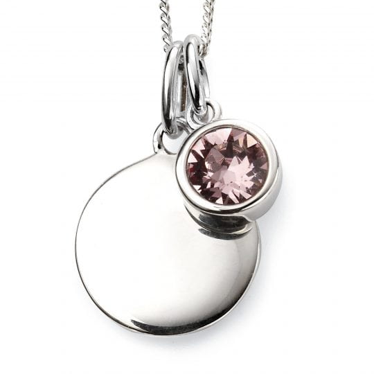 Gecko Beginnings Silver June Birthstone & Engravable Disc Necklace