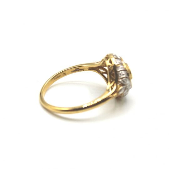 Deco Style Emerald & Diamond Target Ring