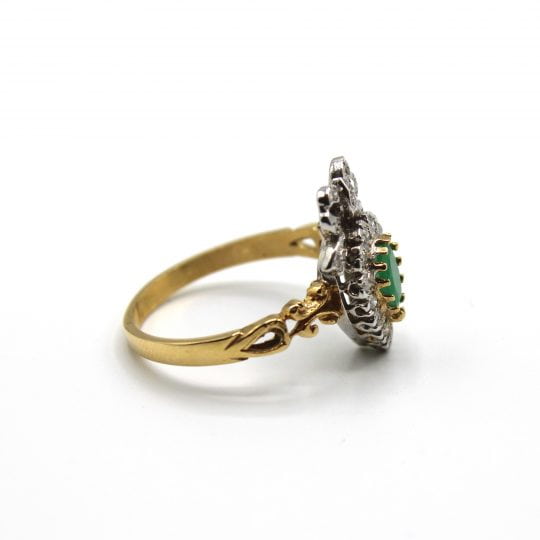 Pear Shaped Halo Emerald & Diamond Ring