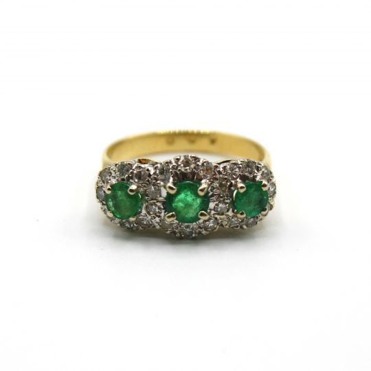 Vintage Emerald & Diamond Trilogy Ring