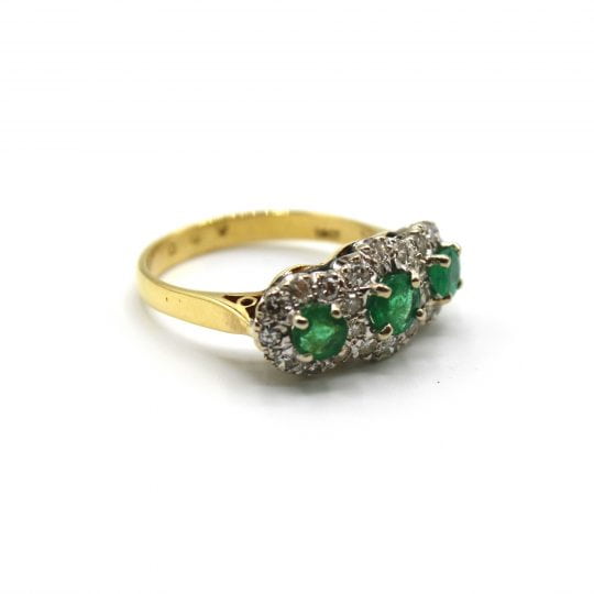 Vintage Emerald & Diamond Trilogy Ring