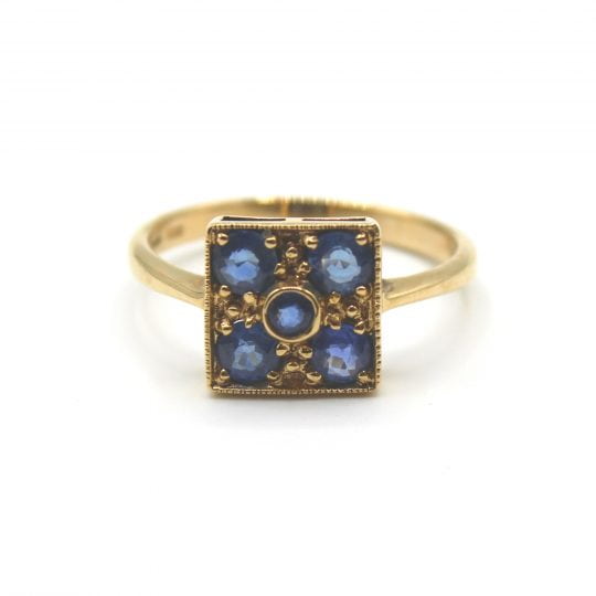 Deco Styled Ceylon Sapphire Ring