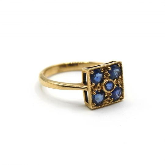 Deco Styled Ceylon Sapphire Ring