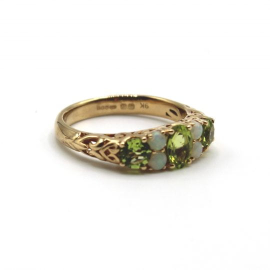 Ornately Carved Opal & Peridot Ring