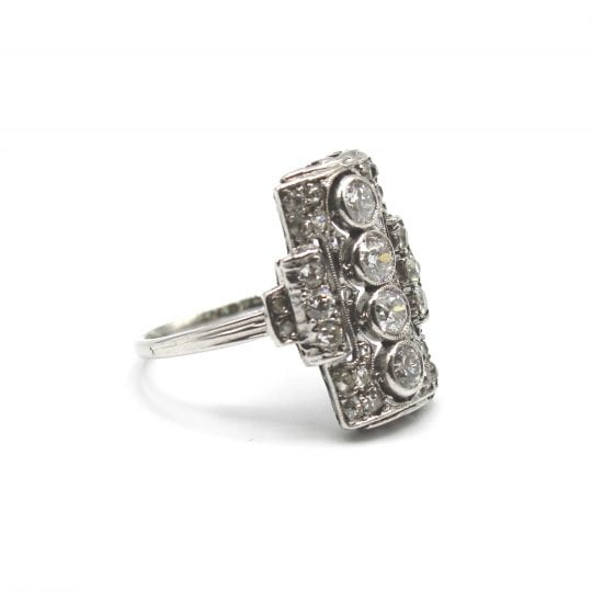 Art Deco 18ct Diamond Plaque Ring