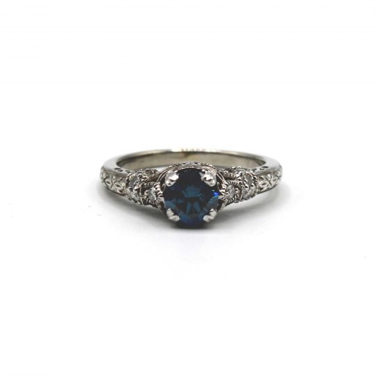 Vintage New York Blue Diamond Engagement Ring