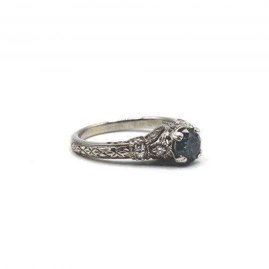 Vintage New York Blue Diamond Engagement Ring