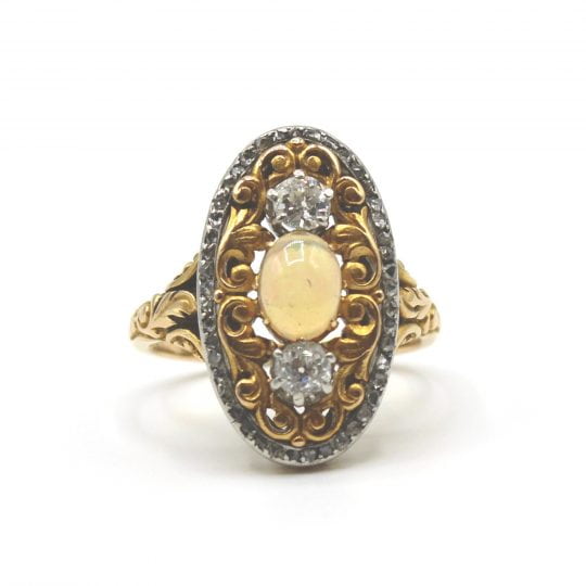 Edwardian French Opal & Diamond Ring