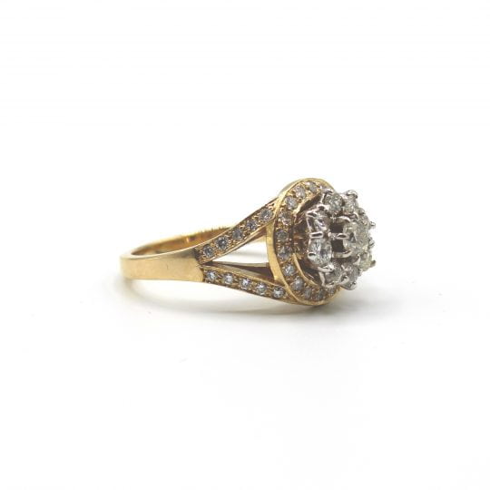 Circa 1970's Flower Cluster Diamond Ring