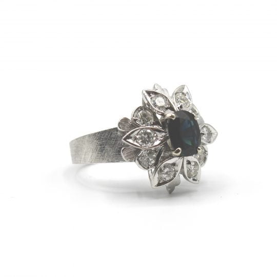 1970's Sapphire & Diamond Cocktail Ring