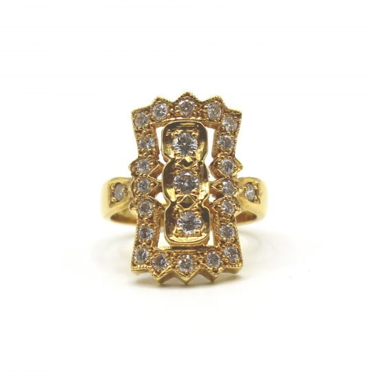 18ct Yellow Gold Deco Style Plaque Ring