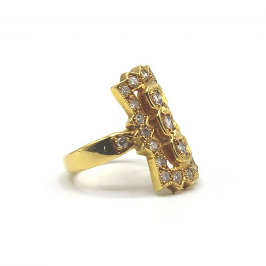 18ct Yellow Gold Deco Style Plaque Ring